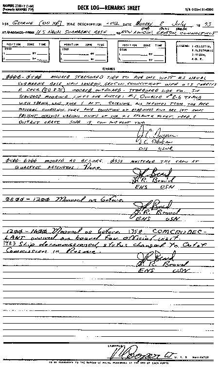 Last page of the deck log