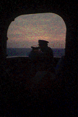 OOD Don Provost at the starboard pelorus, 3/67