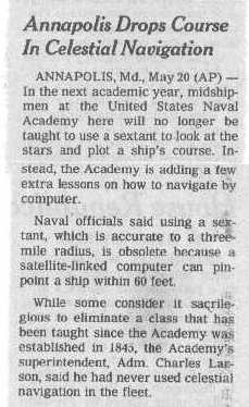 Sextants headed for museums.